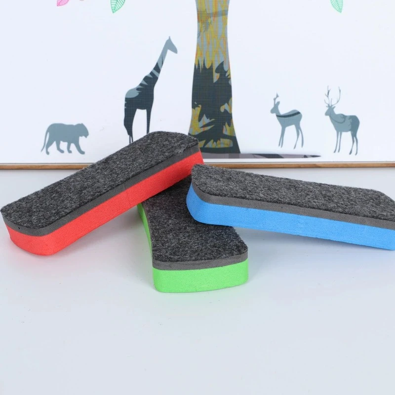 Magnetic felt dry erase board eraser with 3 color
