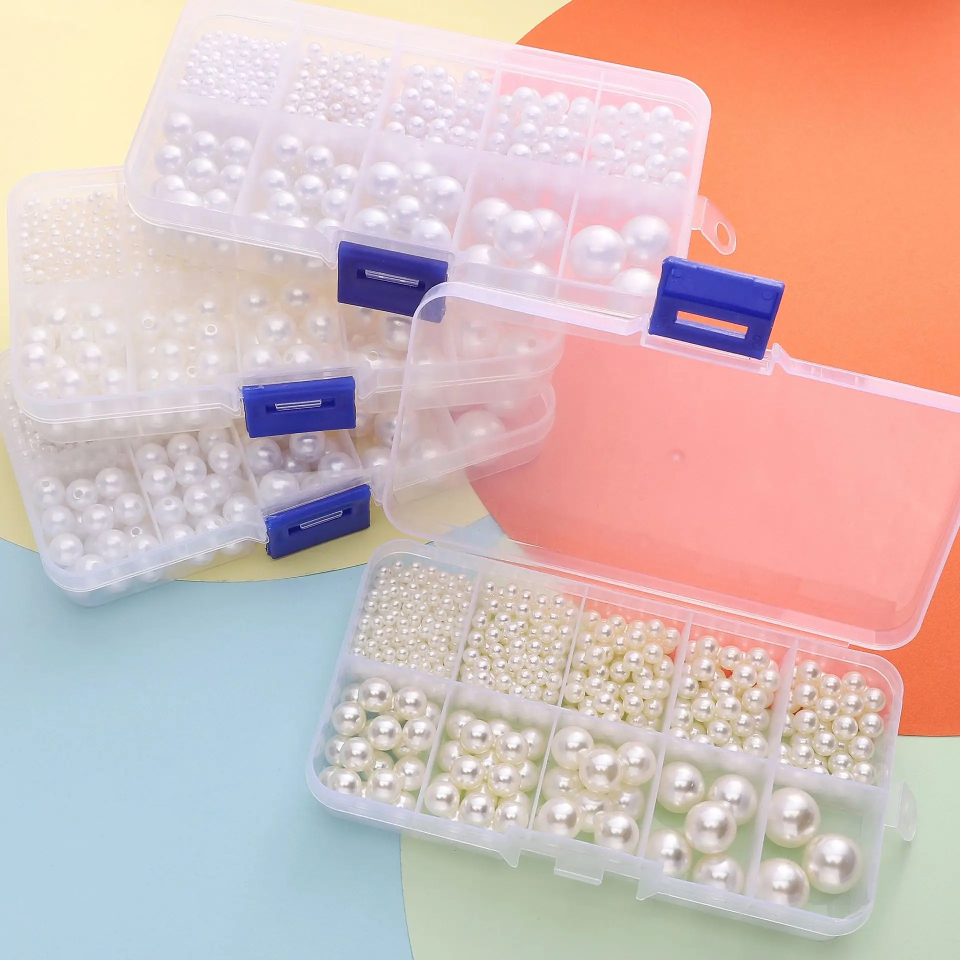 White perforated ABS pearl 10 grid box DIY handmade bead bracelet necklace accessories