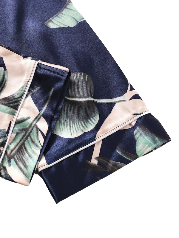 Multi 7 Pieces Pyjamas Women Sleepwear Luxury Printed Floral Satin Pajamas for Women Set