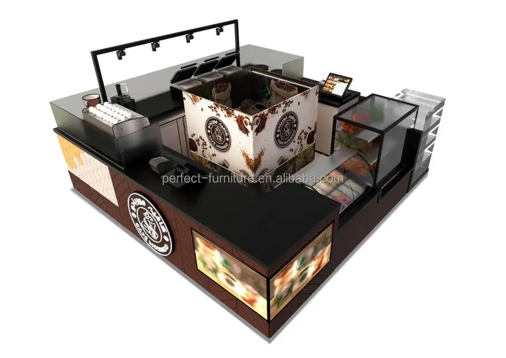 High-end Coffee Bar Kiosk Mall Cafe Display Counter With Factory Price
