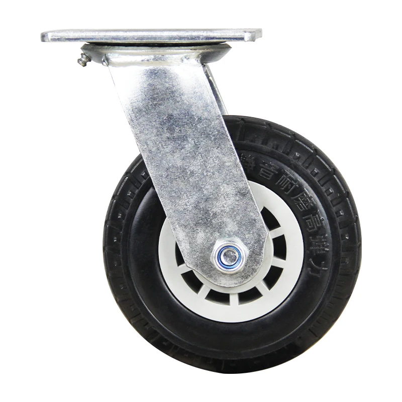Galvanized Bracket Black Aluminum Core Rubber Wheel caster Workbench Swivel Caster Trailer Wheel