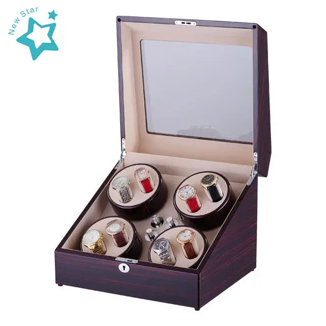 Luxury High quality  molle Automatic watch winder safe wood leather rotations watch winder box  8 slots open-stop