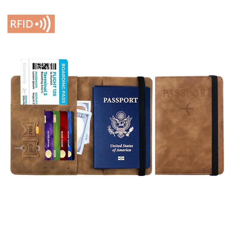 Personalizsed Design Family Travel Wallet Case Pu Leather Passport Card Holder Custom Logo Rfid Blocking Passport Cover