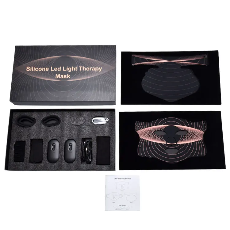 4 Colors LED Red Light Therapy Mask for Face Home SPA Bendable Silicone LED Light Therapy Face Mask Skin Re-generation Neck Mask