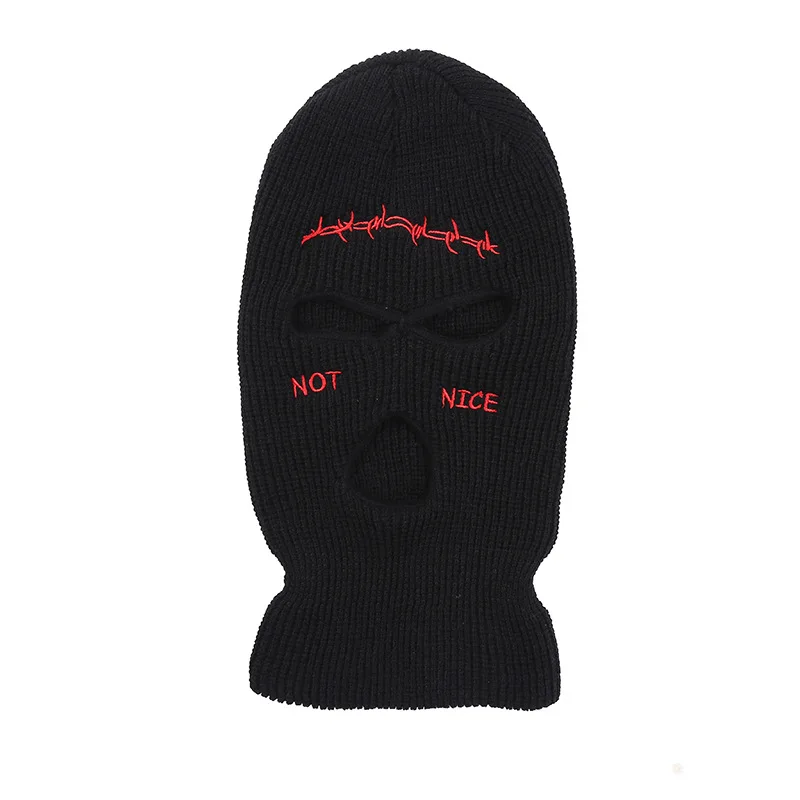 ZY157 Wholesale Winter Cap Women Men knitted Full Face Cover 3 Holes Letter Printed Cycling Balaclava Outdoor Sports Ski Mask