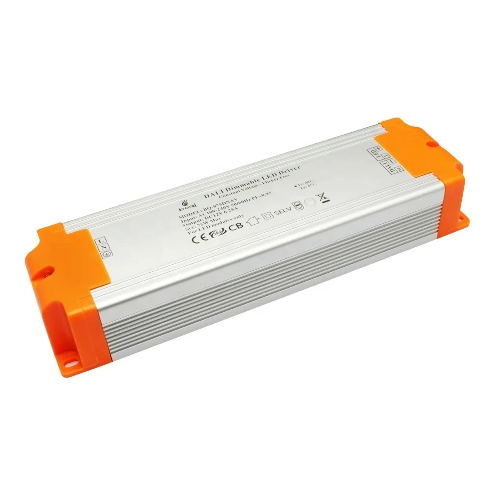 DALI Dimmable LED Driver 12v 24v 75W PF 0.95 Flicker Free Constant Voltage Mode with CE