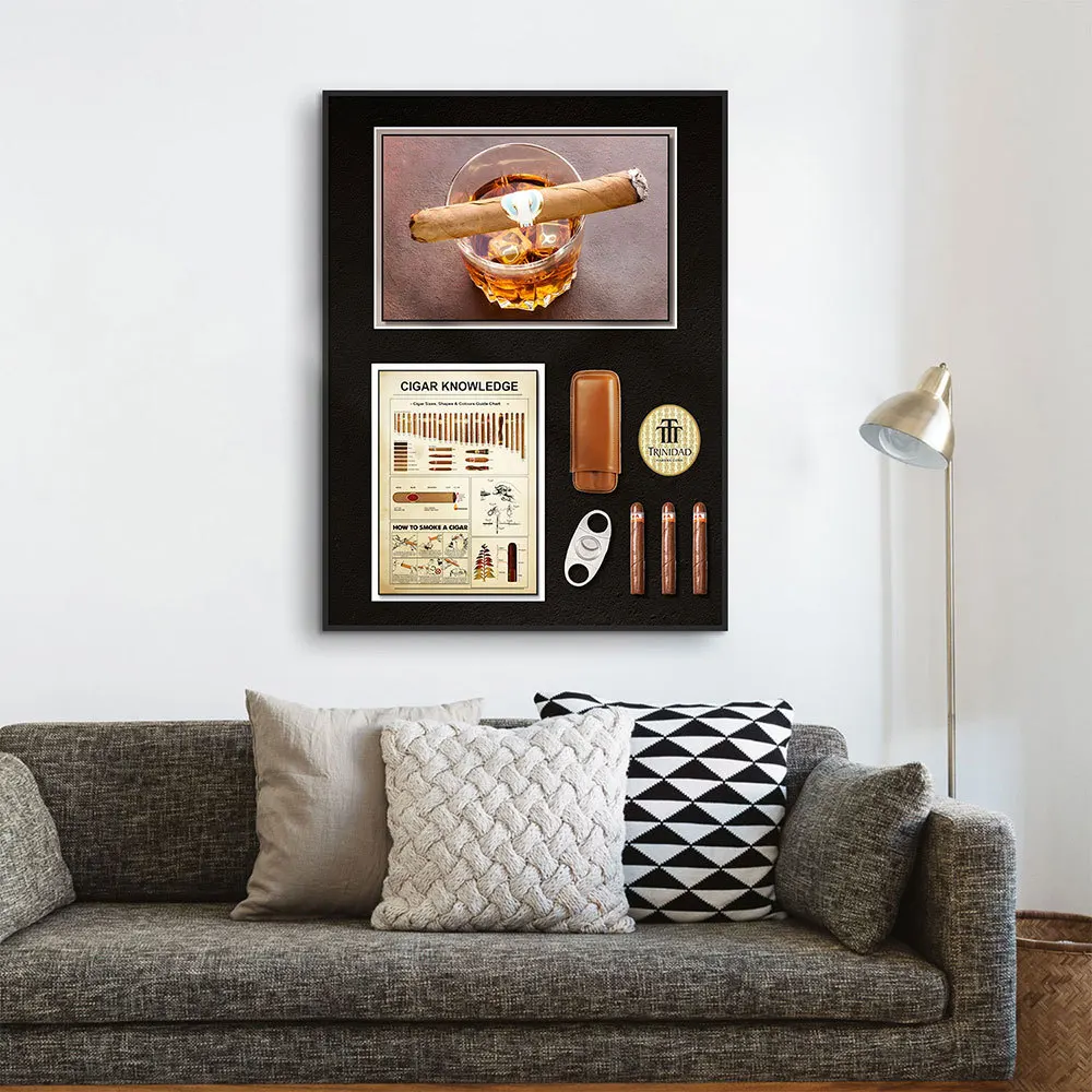High Quality 3D Artistic Cigar Painting Modern Design Wall Murals Coffee Shops Restaurants Premium Interior Hanging Decoration