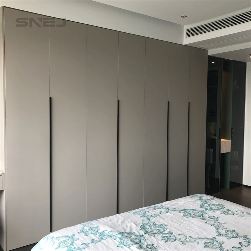 SNEJ Modern High Gloss Wardrobe Bedroom 2 Door Slaiding Door Standard Wardrobes Custom Systems Design Wood Bedroom Cupboards