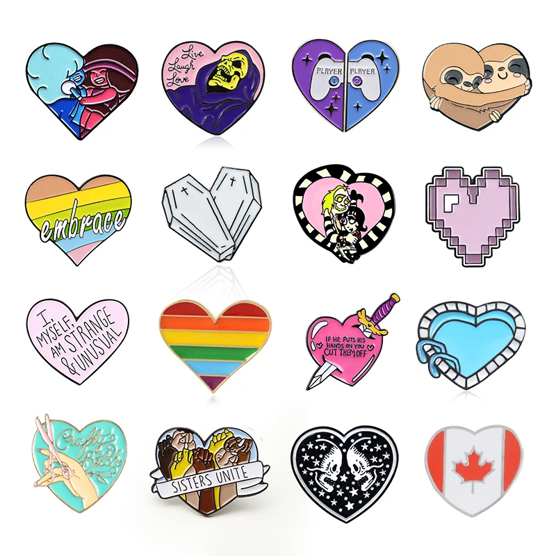 
Personalized Multi Style Heart Hard Enamel Brooch Lapel Pin Rainbow Coffin Feminism Fashion Creative Badge 