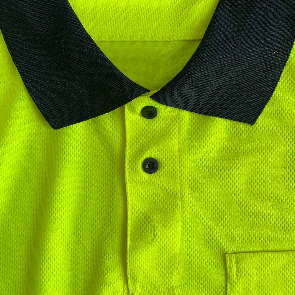 HCSP Men Yellow Contrast Black Polo Safety Shirts with Reflective Strips