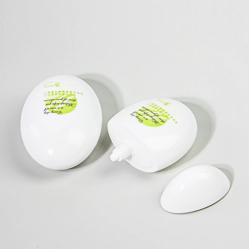 Unique Design High Quality Custom 30g 50g Tube Squeeze White Blue Egg Shape Sunscreen Bottle Cosmetic Packaging Containers