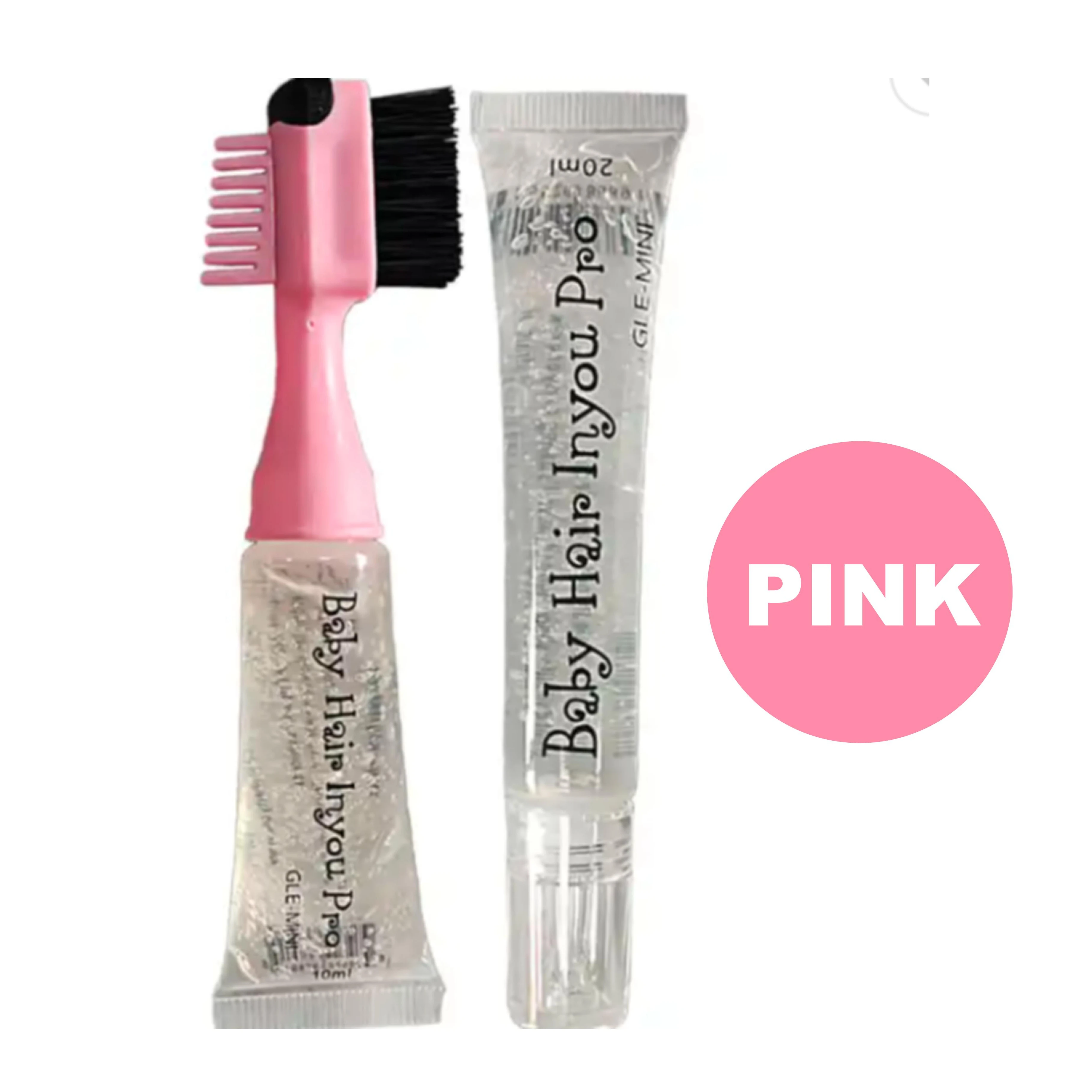 Squeeze Tube Black or Pink Color Logo Customized Quick Edge Control Gel 10ml 20 ml Hair Styling Baby Hair Gel with Brush