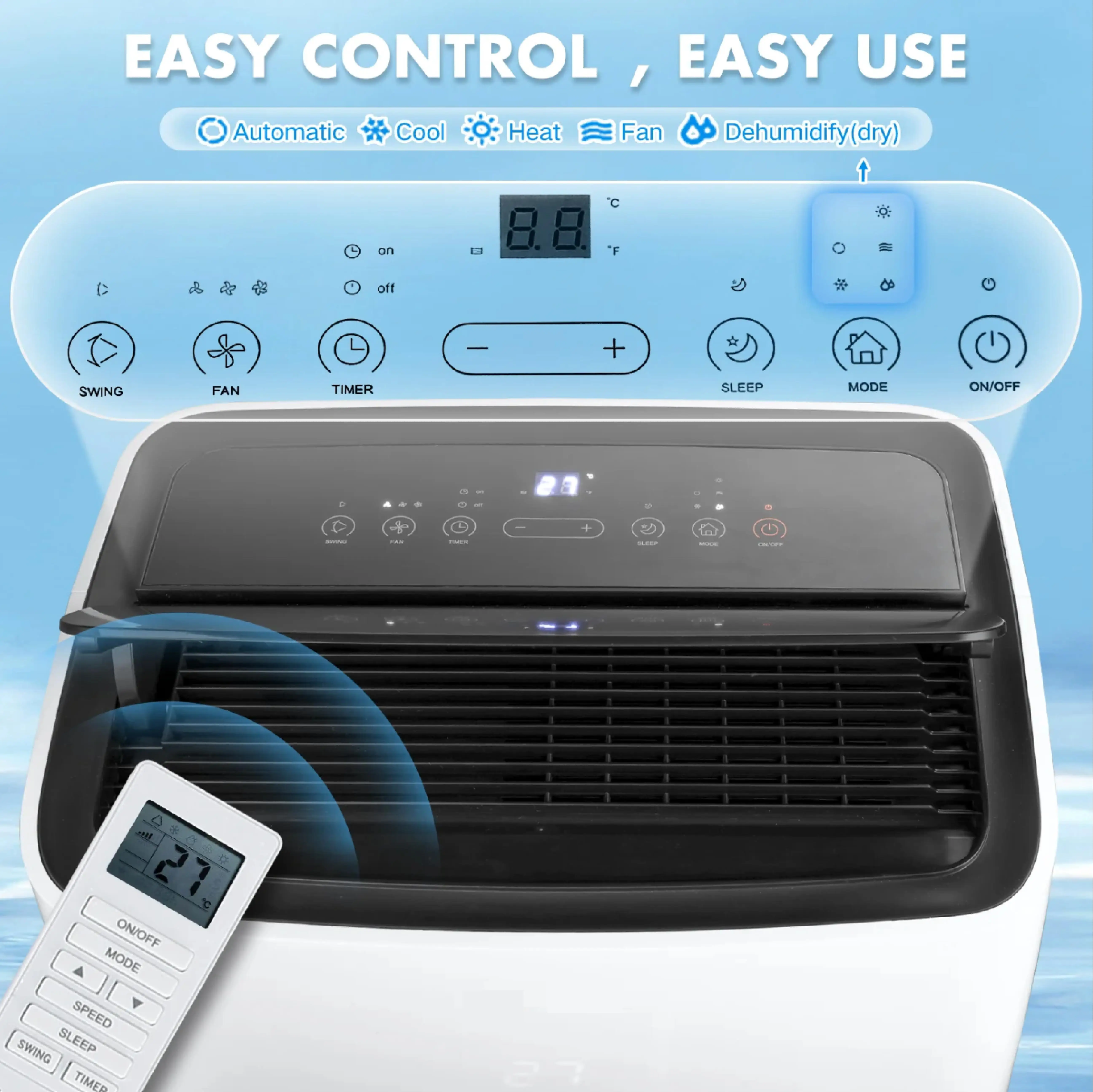 FUDA Home Use Portable Air Conditioner 12000 BTU Smart Wifi 3.5KW Mobile AC unit