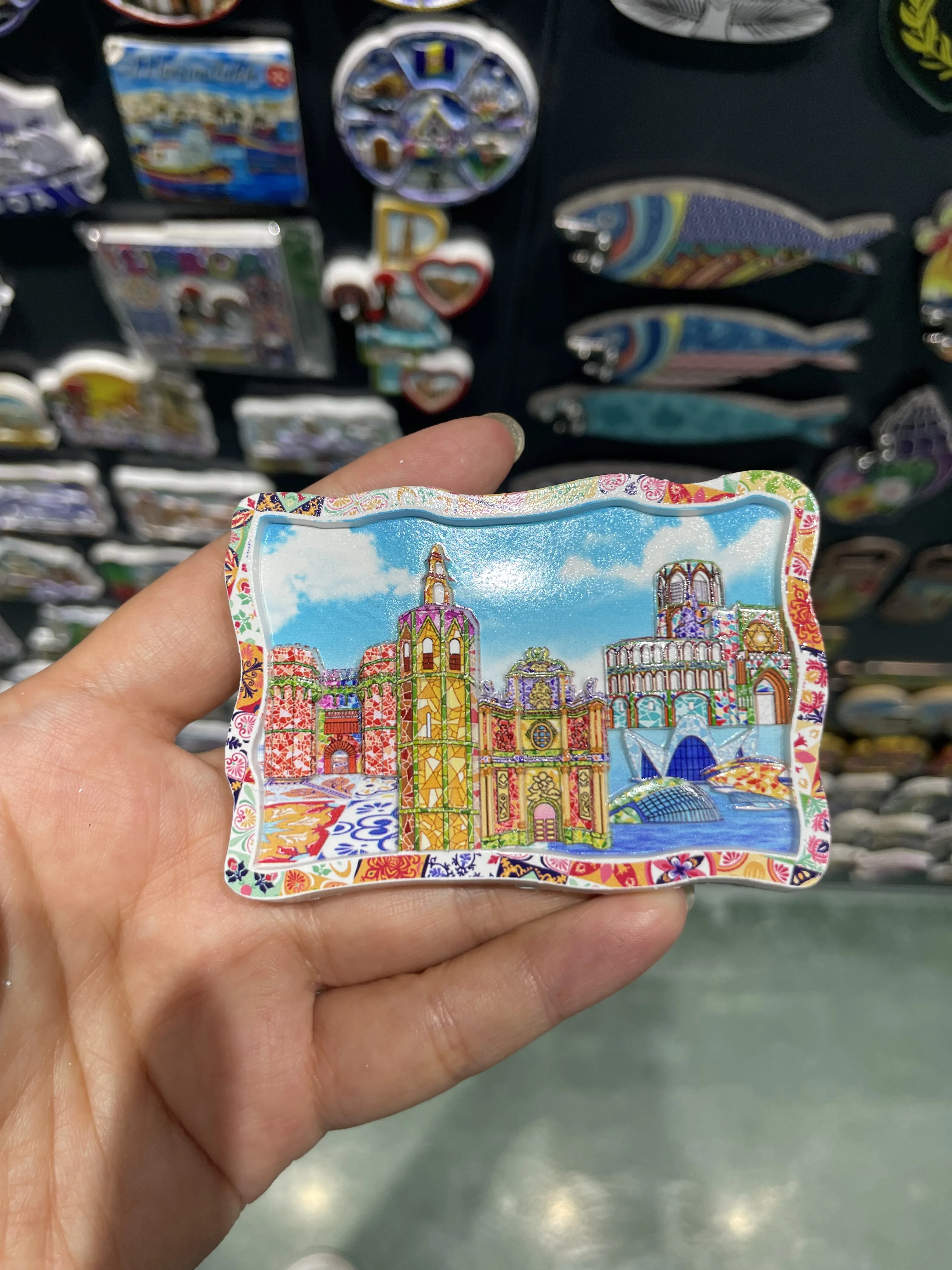 print resin magnet souvenir city travel fridge magnet with thermometer