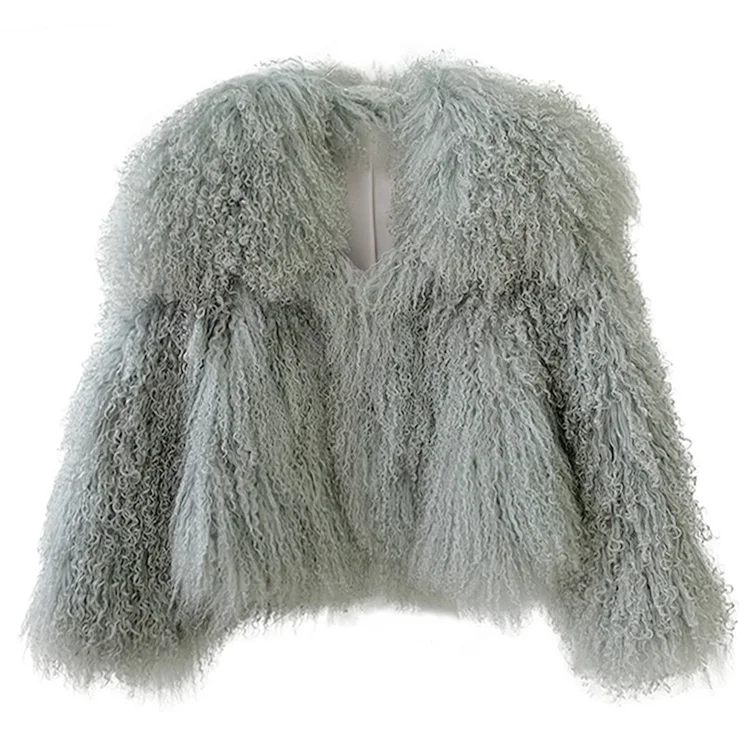 CX-G-A-214 New Long Hair Elegant Fur Coat Fashionable Real Mongolian Lamb Fur Jackets