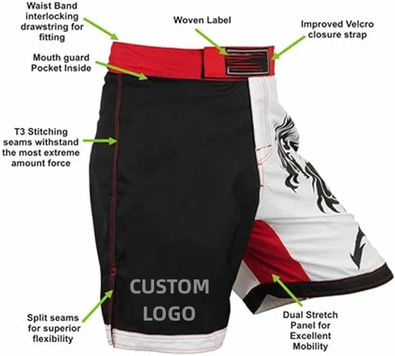 Custom design men and women mma shorts sublimation 100% polyester fabric fight shorts mma jiu jstu kickboxing shorts