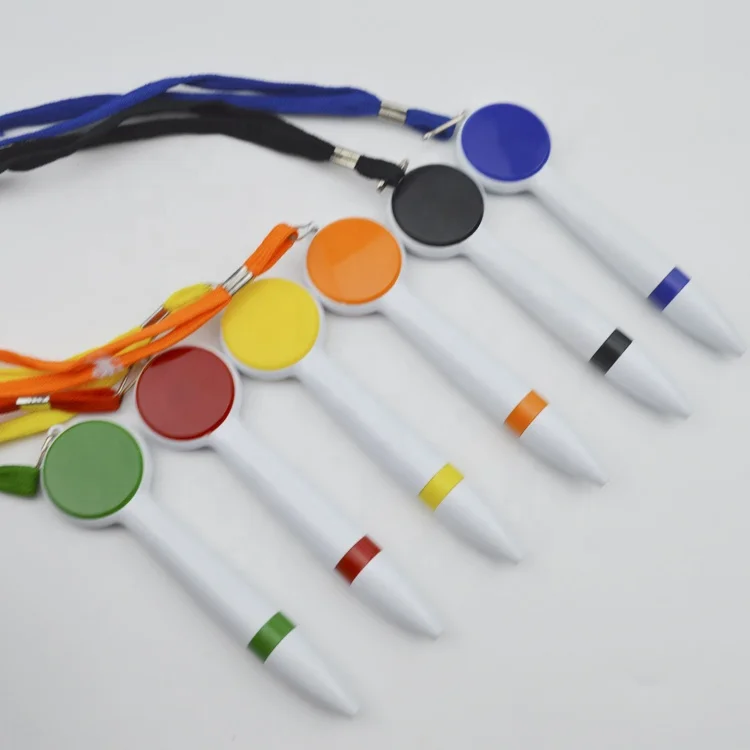 Click Pens Plastic Ball Sticky Notes Pen Strap Lanyard with Custom Logo