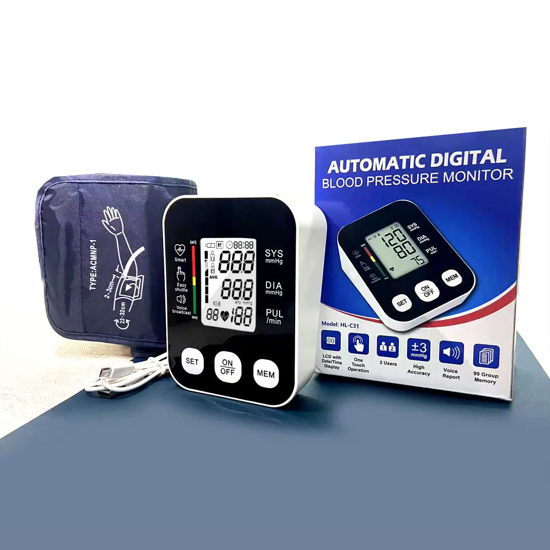 Digital tensiometro Clinical Home Use upper arm Electronic bp machine OEM Sphygmomanometer with usb cable and cuff