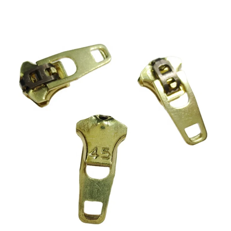 Brass 4# 4.5# Semi Auto Spring Lock Yg Puller Accessories Yg Slider Zipper Normal Type Zipper For Jeans