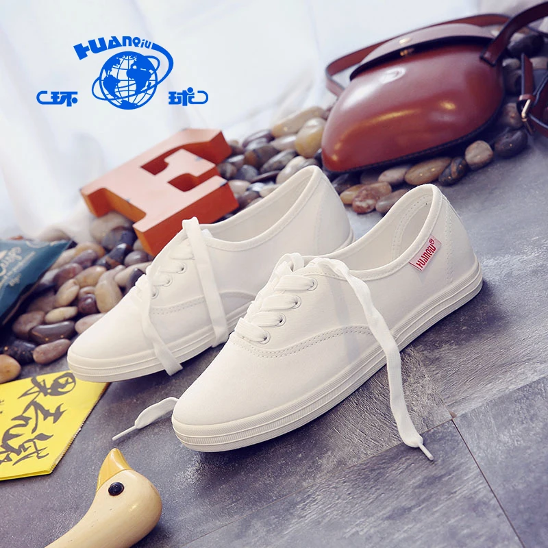 H2015 HUANQIU cheap women red low rubber flat canvas rubber shoes