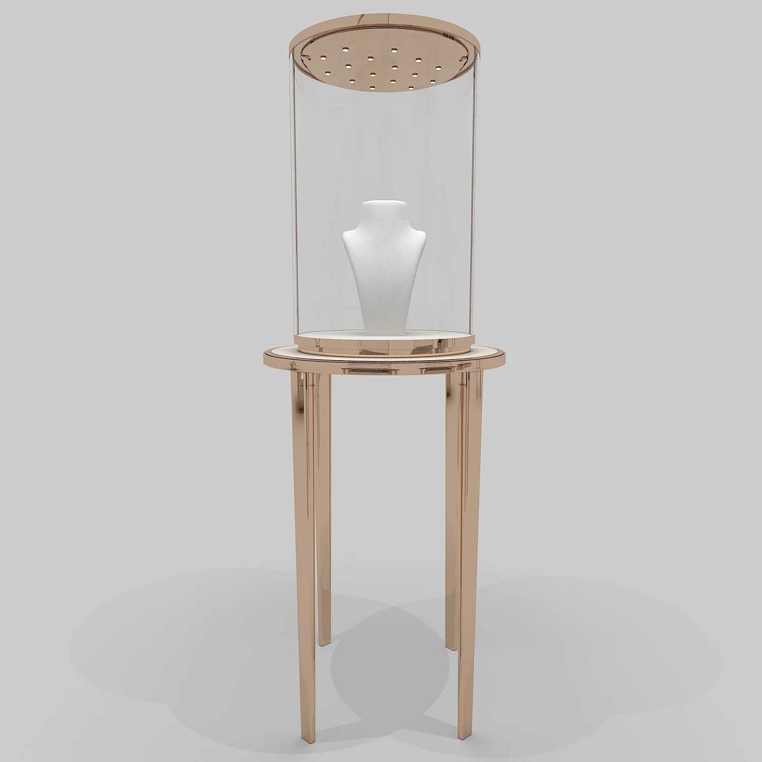 VANLOCY manufacture design modern display led fashion stainless steel showcase tower perfume jewelry showroom stand counter shop