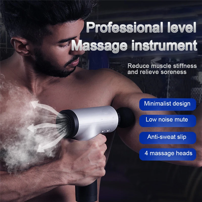Drop Shipping Muscle Massage Gun Sport Therapy Massager Body Relaxation Pain Relief Slimming Shaping Massager 4 Heads