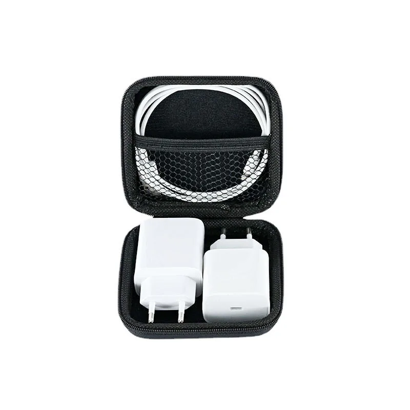 Wholesale travel square shape cable charger usb storage pouch bag mini wireless headphones earring zipper earphone storage case