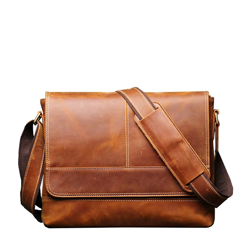 Genuine Leather  Crossbody Shoulder  Document Durable  Briefcase For Men Shoulder Bag