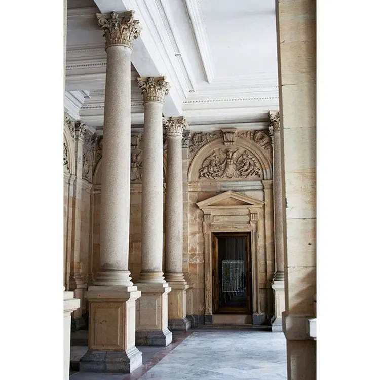 Large Size Outdoor Classical Natural Stone Roman Round Marble Column Pillar For Wholesale