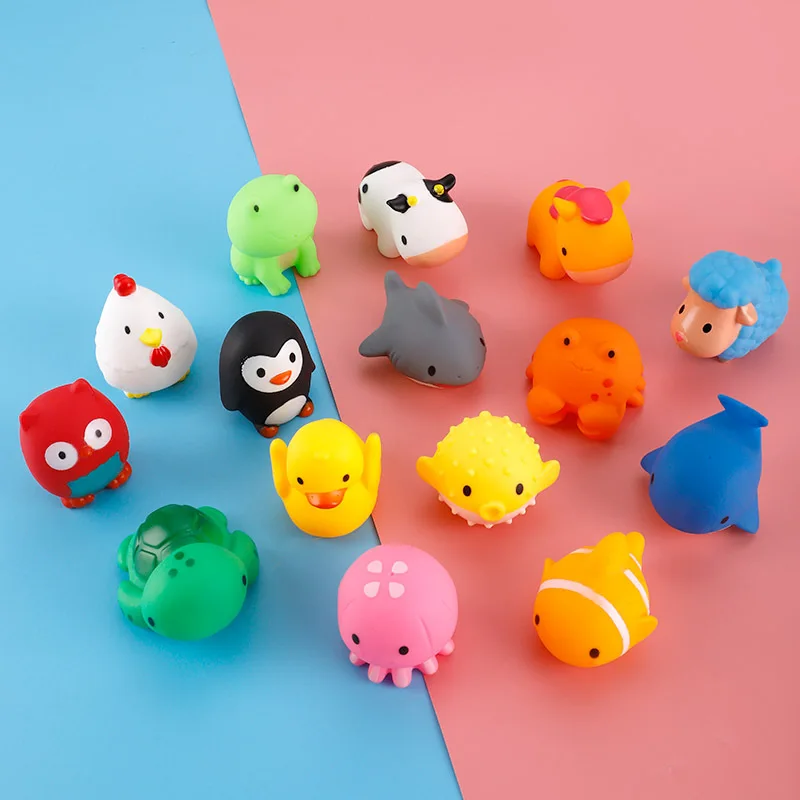 2023 new product cattle sheep chicken duck fish pinch called bath toy fun cute make sounds eco friendly classic toys for kids