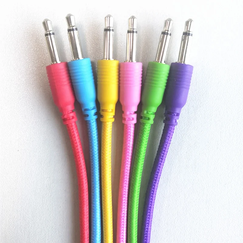 High flexible colores 3.5mm small connector 3.5mm mono to mono 3.5mm eurorack braided  patch cables for modular synthesizer