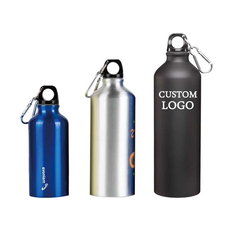 Popular aluminum light water bottle single wall sport bottle with logo printing
