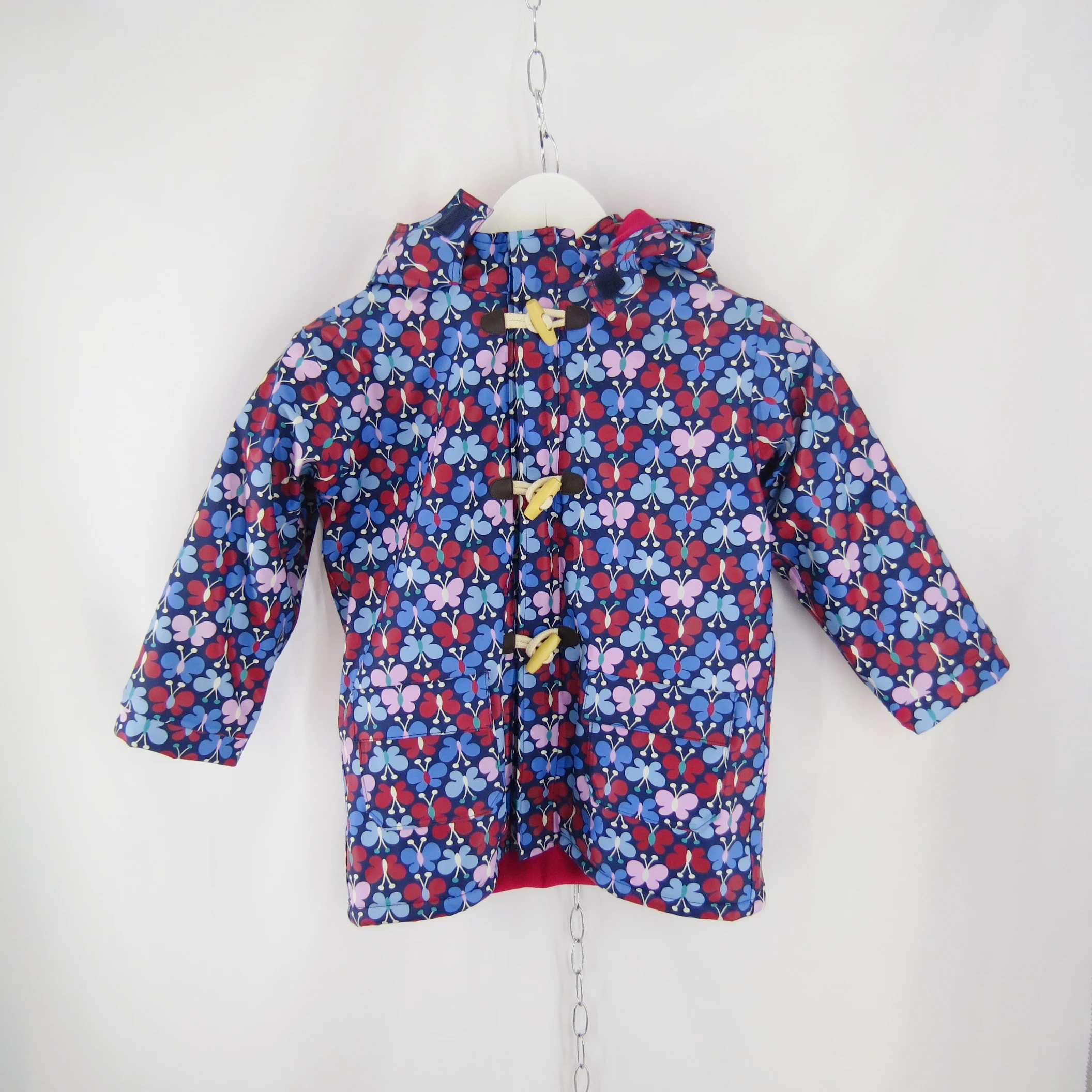 
 Новая стильная уличная куртка для девочек, высококачественный дождевик из искусственной кожи с цветочным принтом, непромокаемый плащ с флисовой подкладкой  