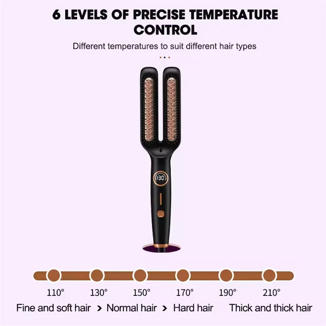 Electric Anti Frizz Hair  Hot Comb Brush Straightener One Step 2 in 1 Ceramic Hair Straightener Brush With Lcd Digital Display