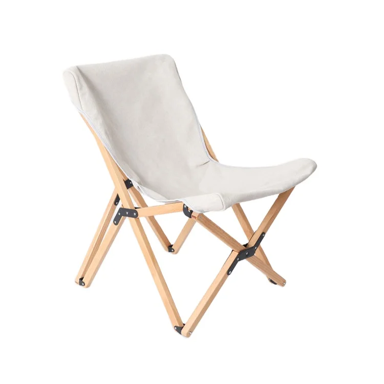 Custom Patterned Oxford Cloth Strong Wooden High Load Beach Chairs