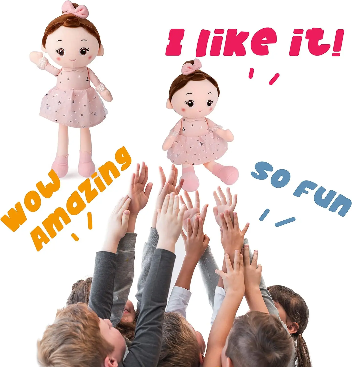 Stuffed Doll for Girl Soft Plush Snuggle Play Toy Sleeping & Cuddle Buddy in Dress Birthday Festival Baby Doll