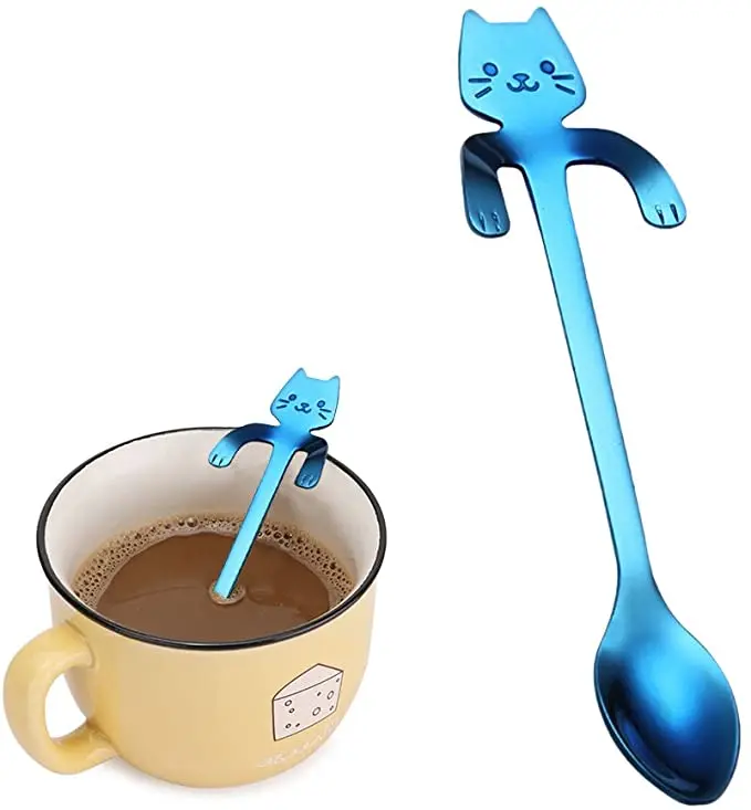 Wholesale Cat Spoon Small Tea Coffee Stirring Spoons Stainless Steel Gold Mini Spoon