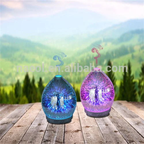 Rainbow LED changing lights 3D glass firework aroma oil diffuser