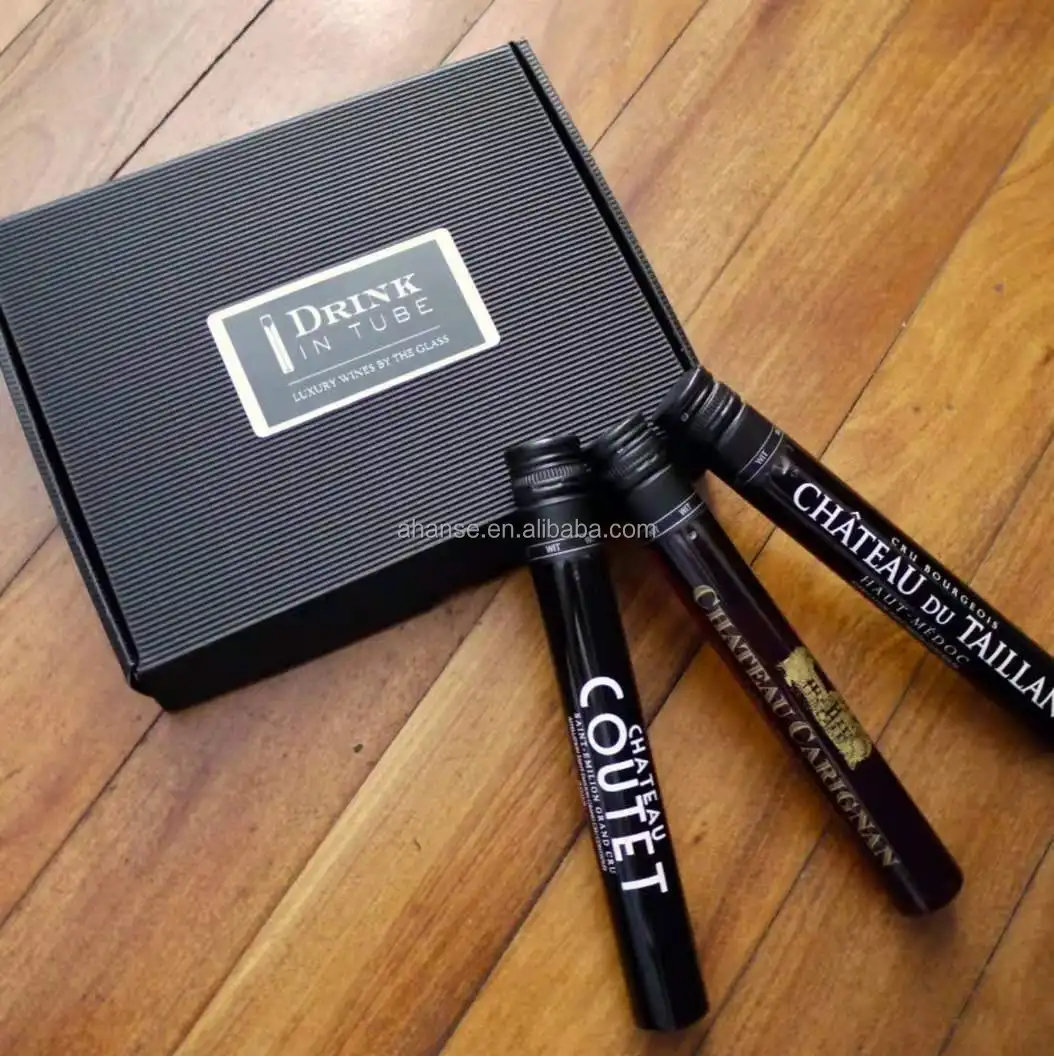 Free sample tube Custom print logo luxury spirit liquor packing mini 50ml 100ml liquor bottle for gin wine vodka with ropp cap