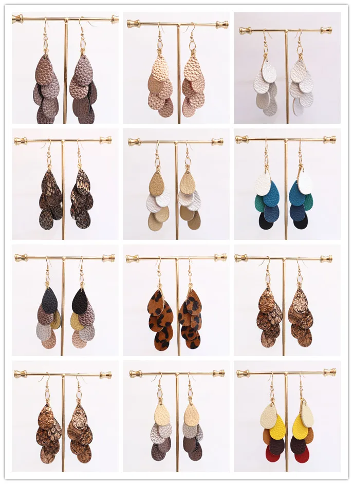 Holiday Pieces Women Jewelry Sets Sold In Lots Designer Vegan Making  Supplies Multi-Layer Water Droplets Leather Earrings