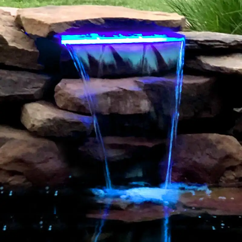 Exquisite Home garden Outdoor decorative Led light wall hanging waterfall sheer descent fountain pool waterfalls