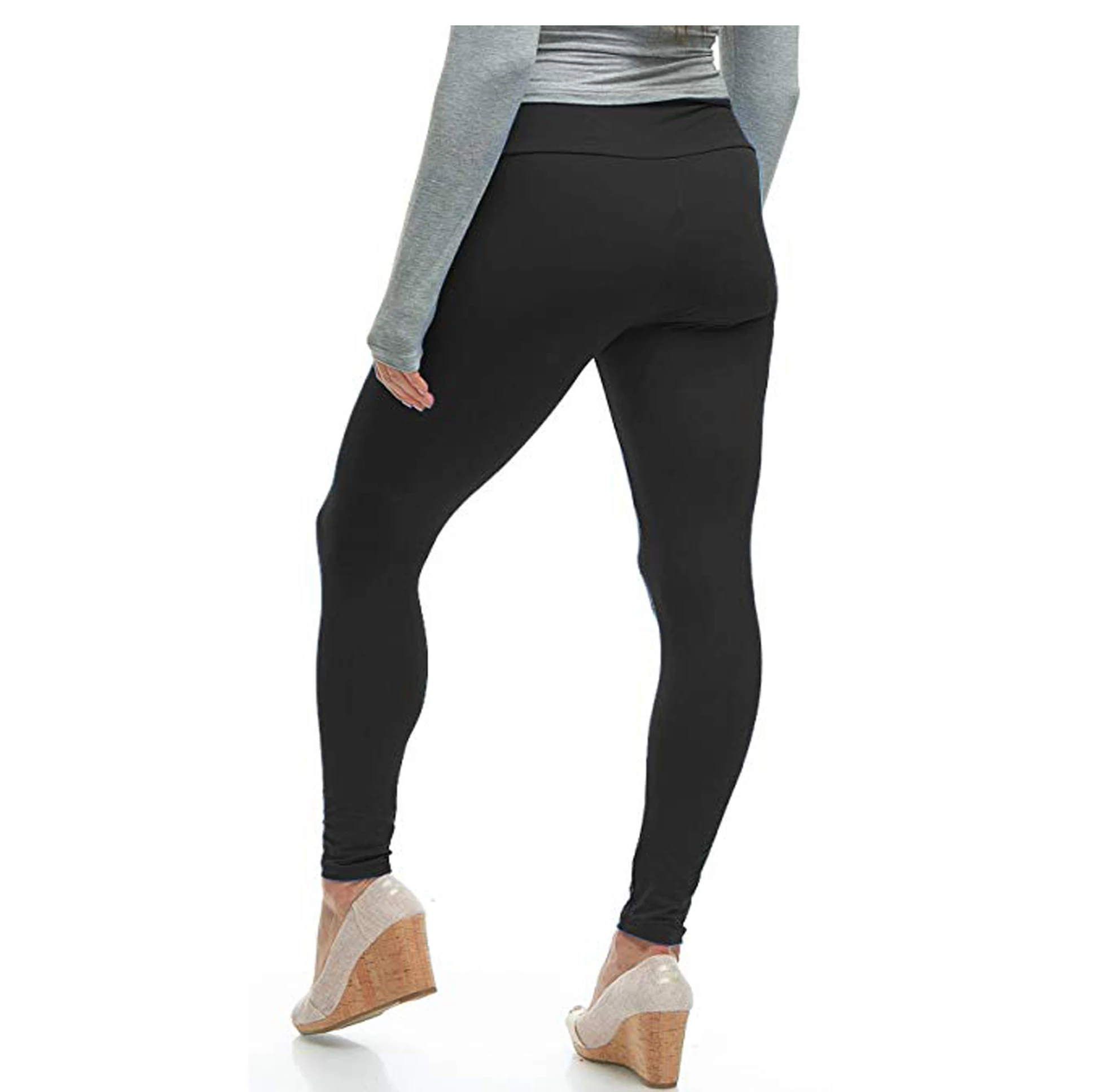 Wholesale 92% polyester 8% spandex buttery soft brushed full length opaque slim high waisted leggings for women