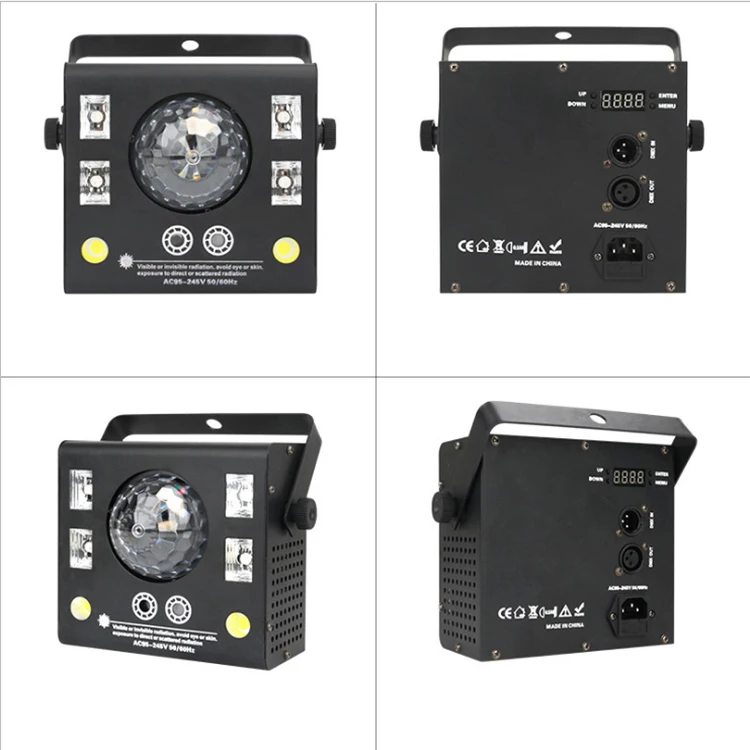 Aluminum Alloy Kaleidoscope 4 in 1 Laser Crystal Magical Ball Light UV Strobe DJ Disco Projector