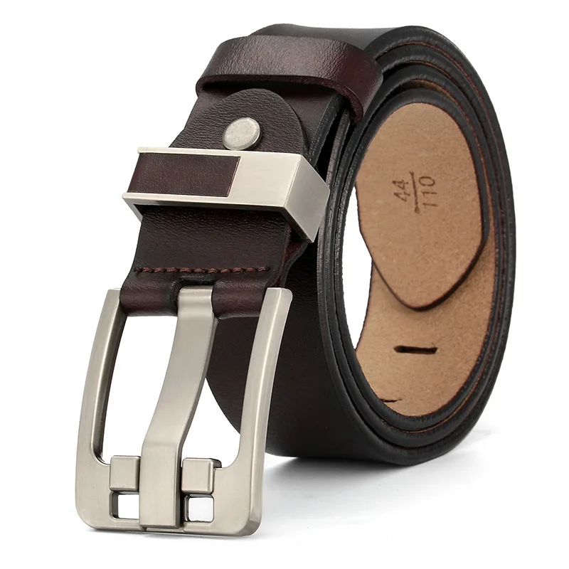 100% pure cow genuine original leather high quality metal buckles belts for men with custom print logo