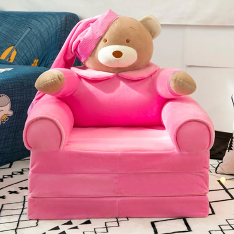 Popular in Africa OEM/ODM Stuffed Plush Animal Shaped 3  in 1 Convertible Sofa to Lounger Children Flip Out Sofa for Kids