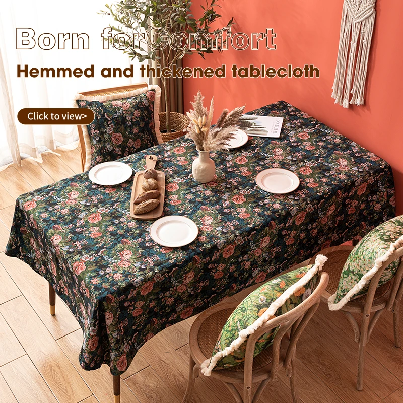 Factory Wholesale Modern Jacquard Customized Tablecloth with Tassel Edge 120*160CM Woven Polyester Cotton OEM Table cloth
