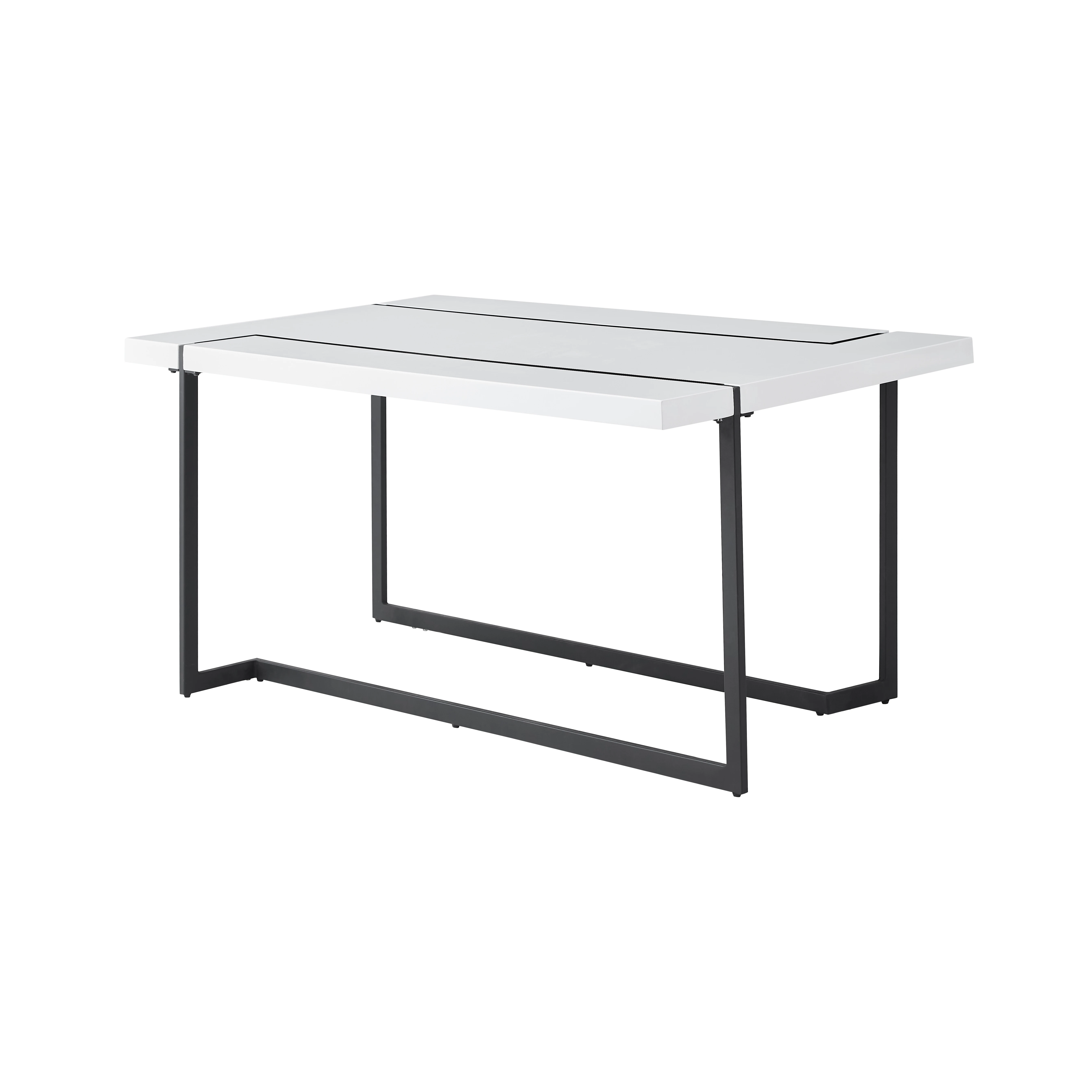 Factory Sale Contemporary Trestle Dining Table Crisp White High Gloss Lacquer With Metal Leg Modern Design Catch The Eye