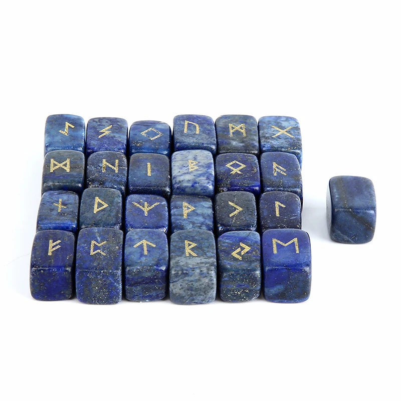 2023 High Quality 25pcs/set Natural Square Amethyst Rune Set Wholesale Rune Set Natural Stone Ornaments