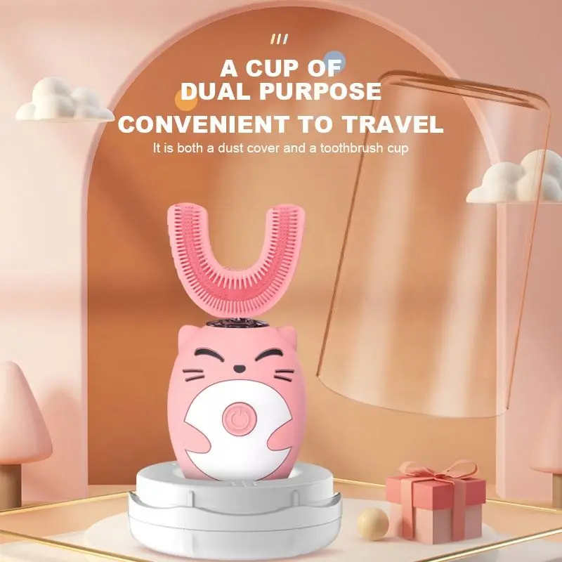 New Arrival  Wireless rechargeable sonic silicone U shaped USB charging nano toothbrush electric for kids