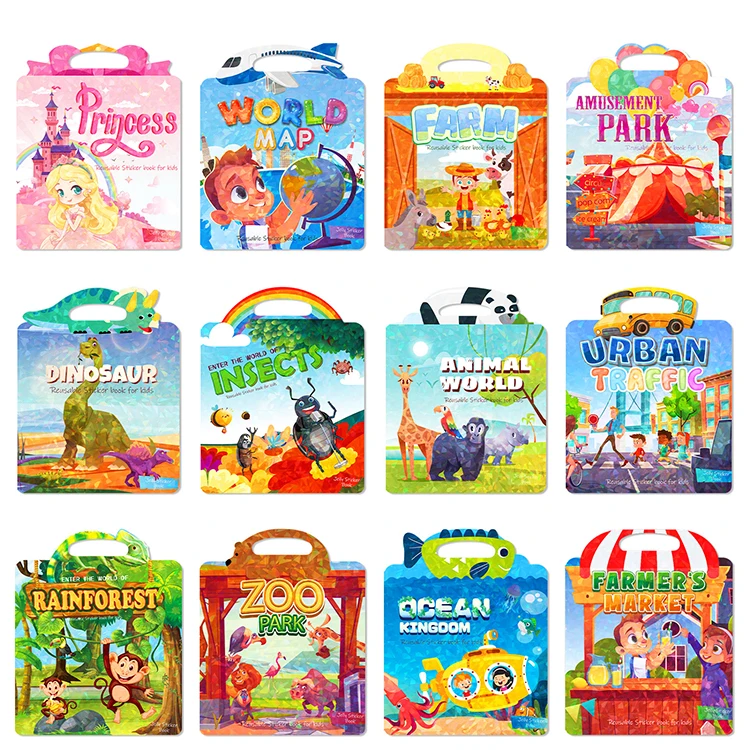 kids puzzle toys cartoon sticker book waterproof stickers printing logo pvc self adhesive sticker decorative
